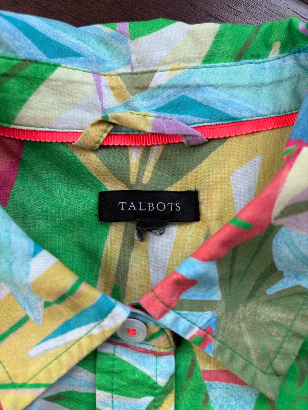 Talbots Tropical Print Button-Down Shirt XL - Picture 4 of 5